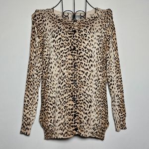 Joseph A animal print long sleeve button down top small